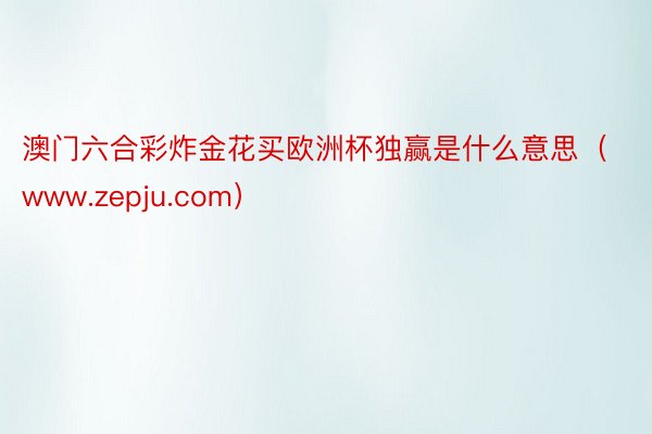 澳门六合彩炸金花买欧洲杯独赢是什么意思（www.zepju.com）