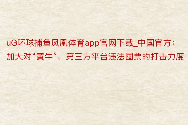 uG环球捕鱼凤凰体育app官网下载_中国官方：加大对“黄牛”、第三方平台违法囤票的打击力度